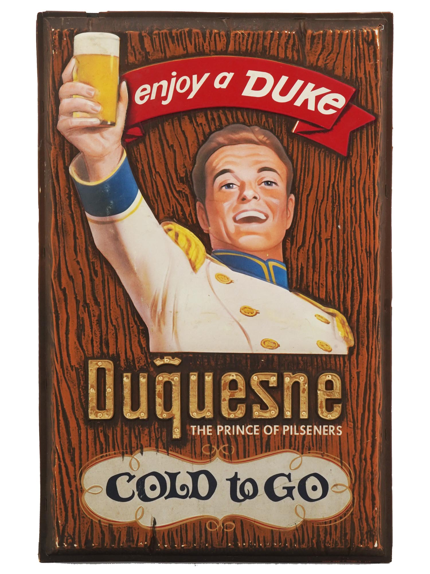 MID CENTURY DUQUESNE BEER ADVERTISMENT TIN SIGN PIC-0